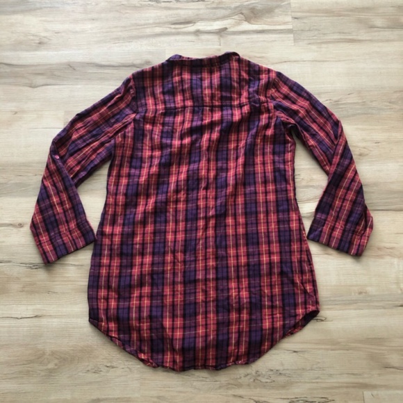 Betsey Johnson Red and Black Plaid Button Down Top - Picture 4 of 7